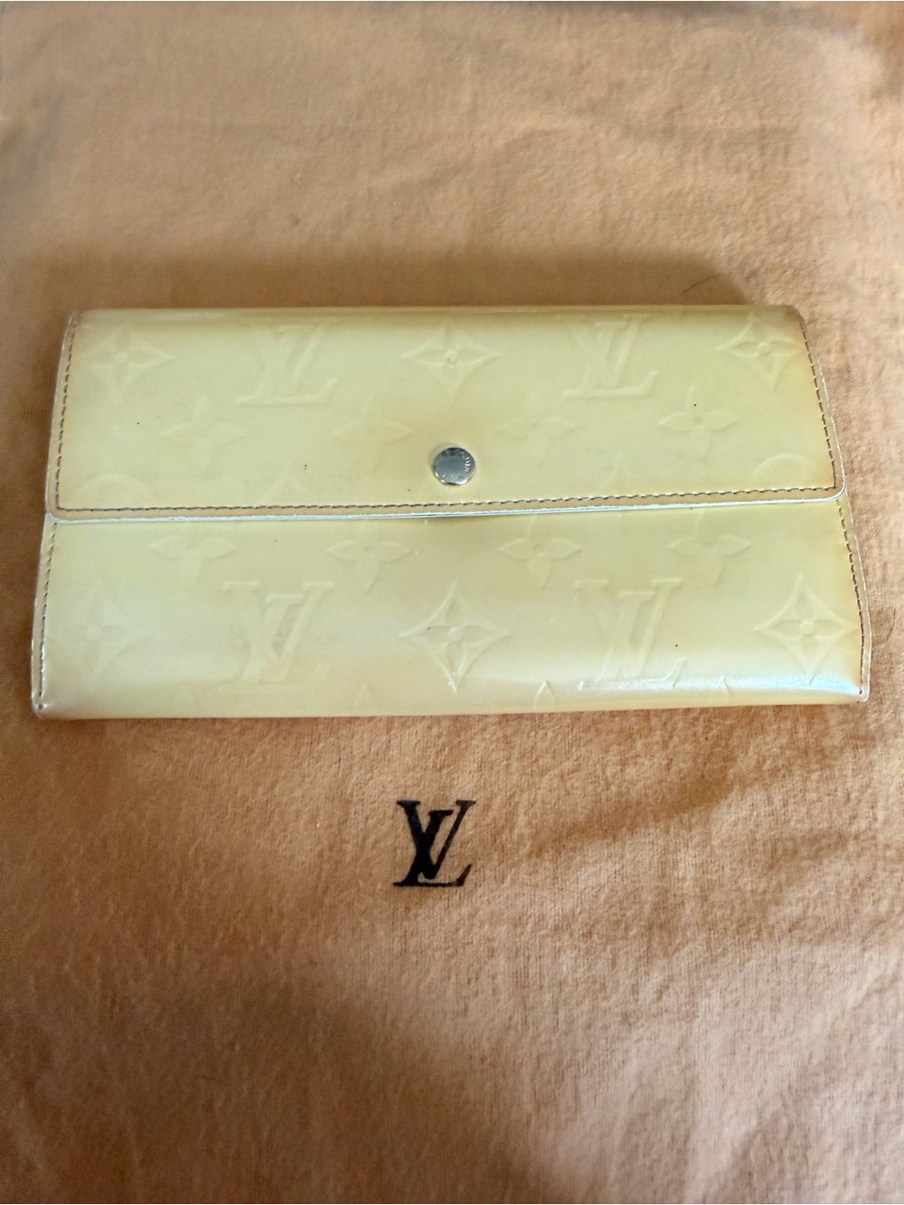 Louis Vuitton Yellow Vernis Monogram Continental Wallet